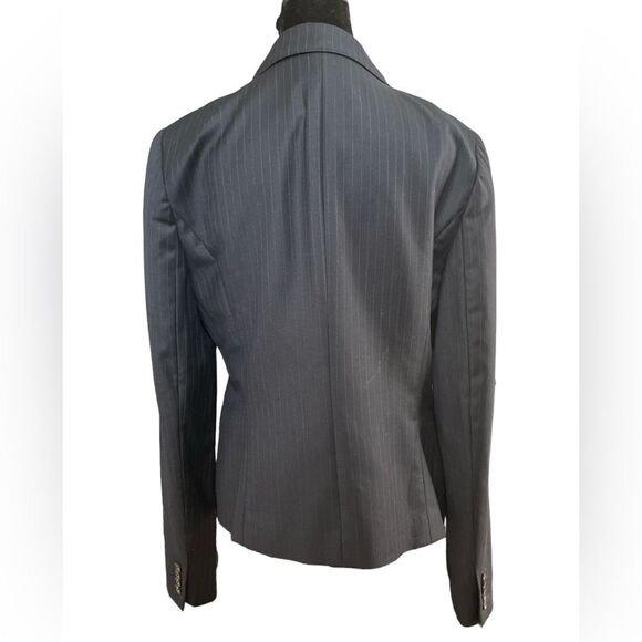J. CREW CROPPED NAVY WOOL PINSTRIPED BLAZER SIZE 12 TALL - Picture 4 of 7